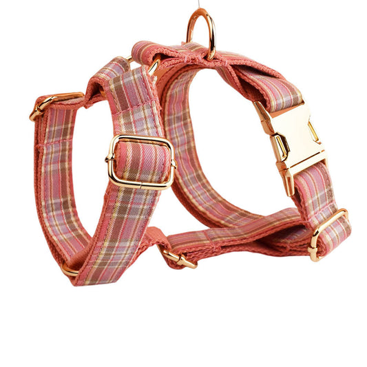 Rust Plaid Adjustable Dog Harness