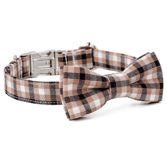 Classic Cotton Brown Plaid Collar