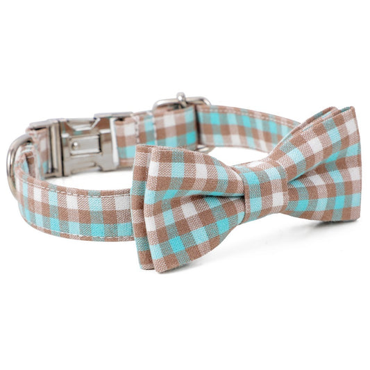Classic Cotton Cyan Plaid Collar