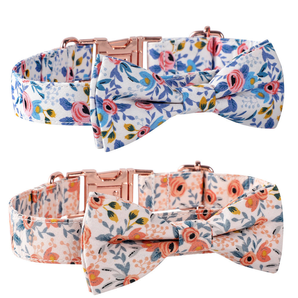 Orange Floral Bowtie Collar