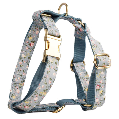 Blue Floral Adjustable Dog Harness