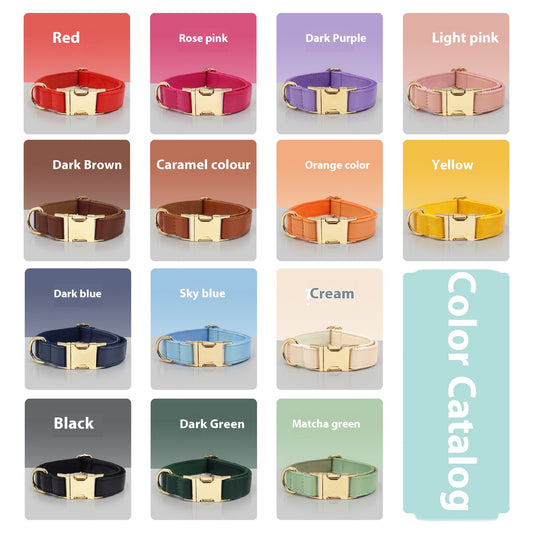 Camel Elegant Leather Adjustable Dog Collar