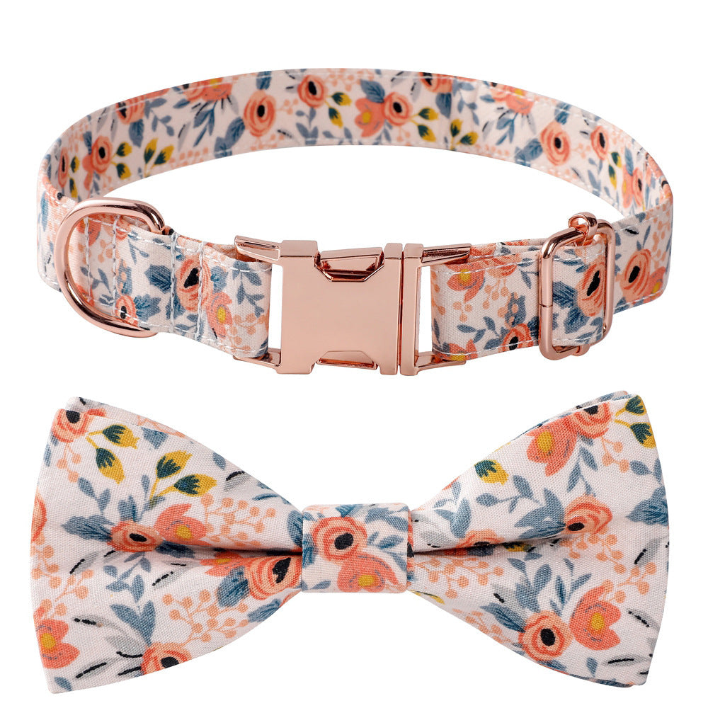 Orange Floral Bowtie Collar