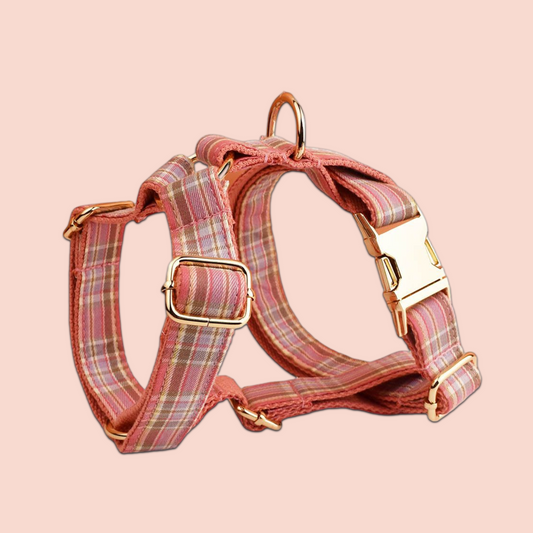Rust Plaid Adjustable Dog Harness