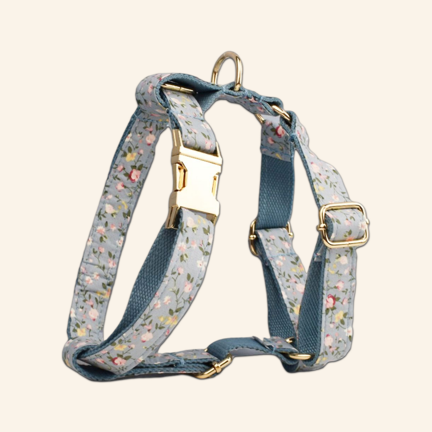 Blue Floral Adjustable Dog Harness