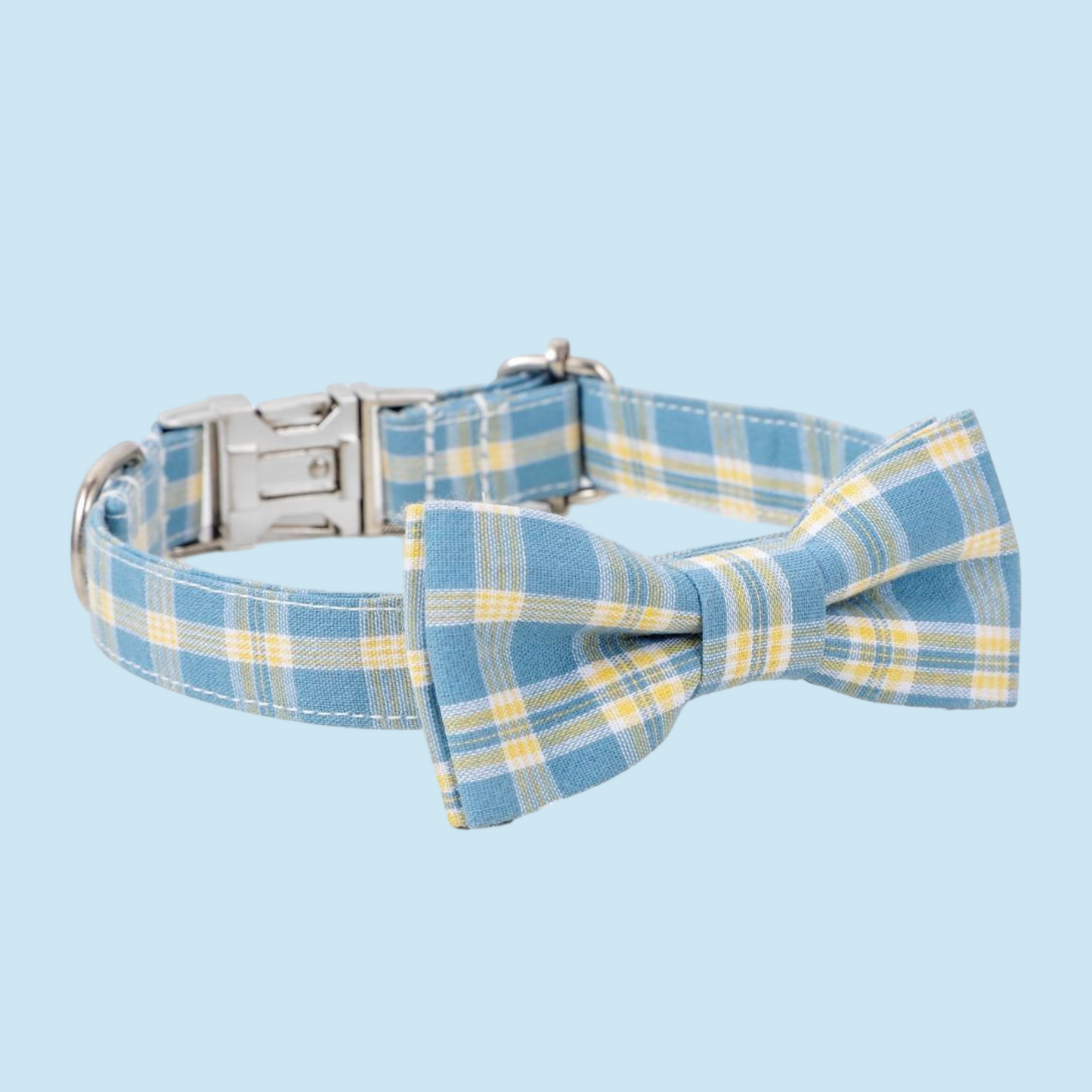 Classic Cotton Blue Plaid Collar