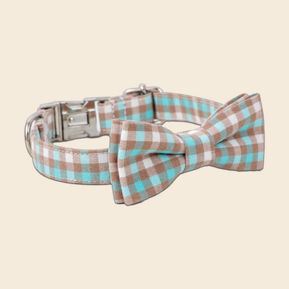 Classic Cotton Cyan Plaid Collar