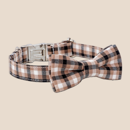 Classic Cotton Brown Plaid Collar