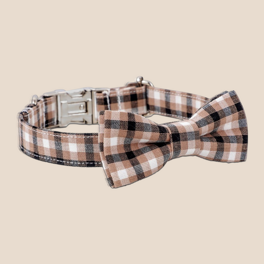 Classic Cotton Brown Plaid Collar