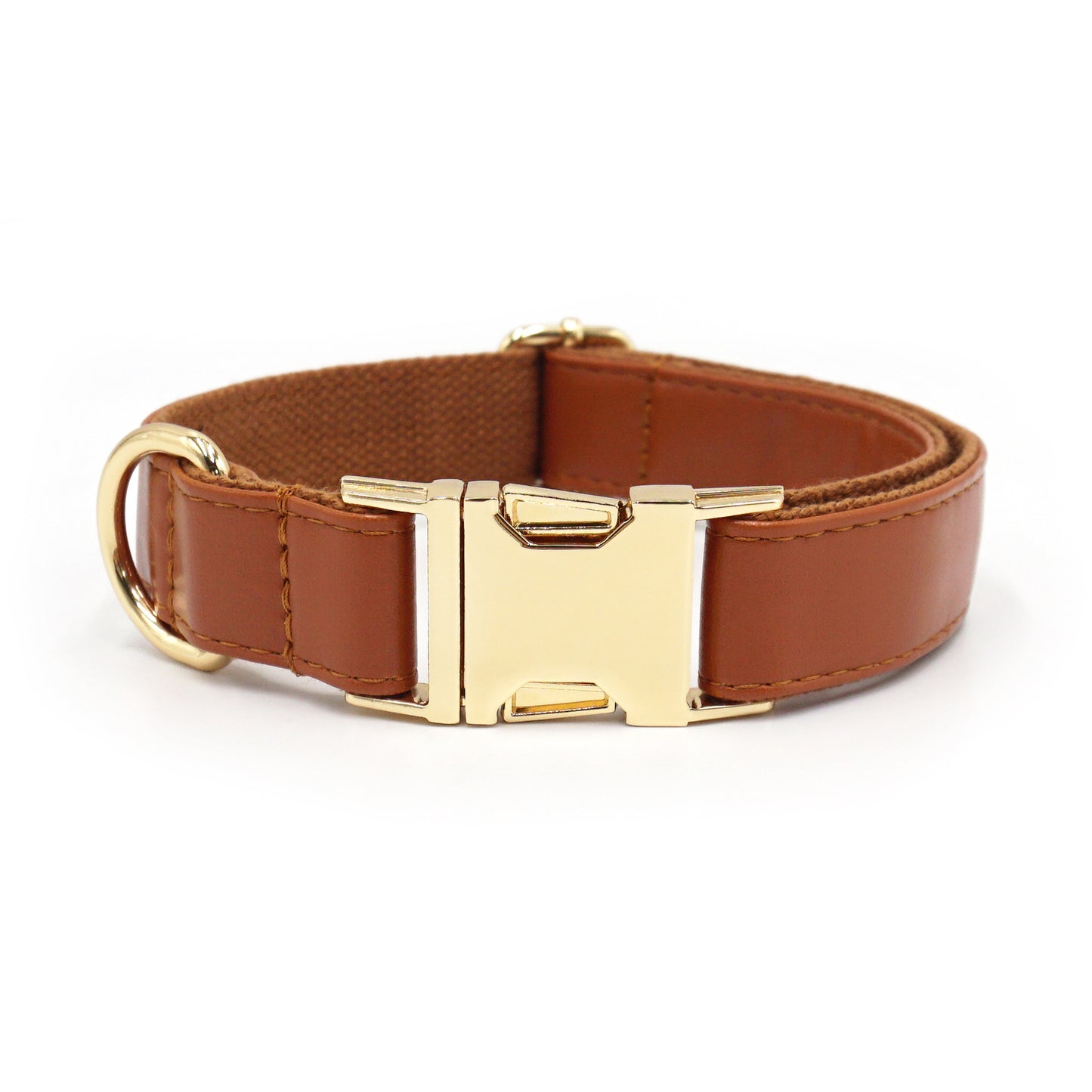 Camel Elegant Leather Adjustable Dog Collar