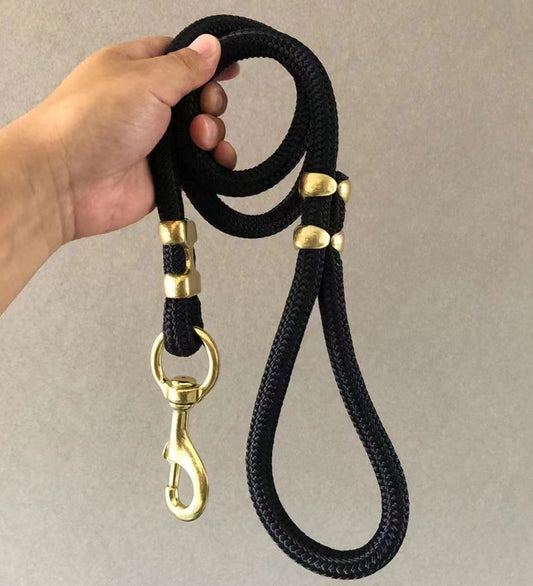 Urban Classic Dog Leash – Strong Nylon Rope with Gold Details