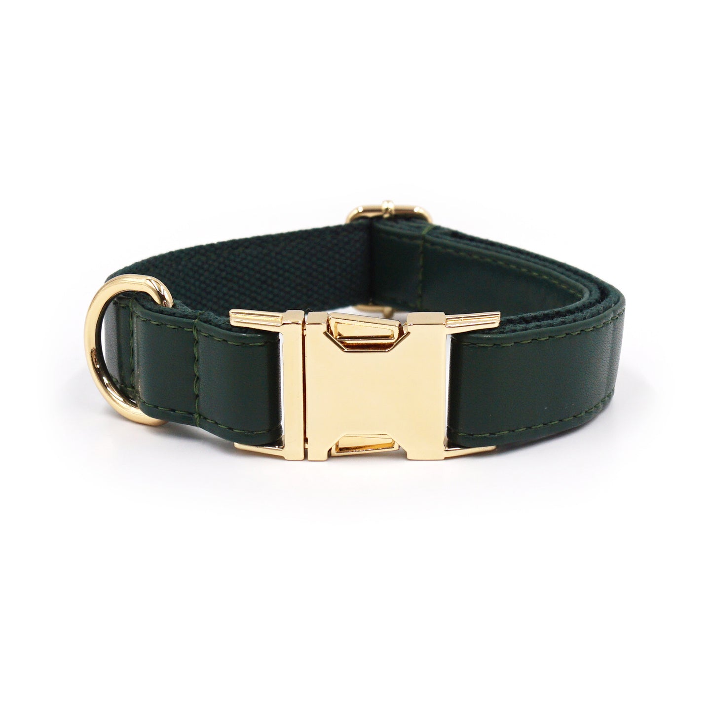 Dark Green Elegant Leather Adjustable Dog Collar
