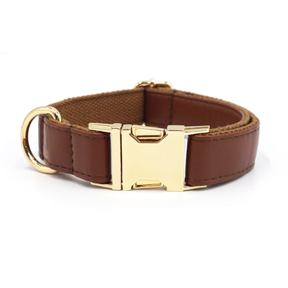 Dark Brown Elegant Leather Adjustable Dog Collar