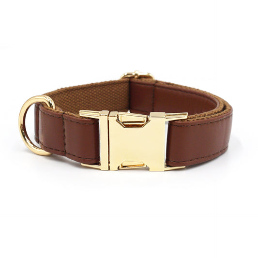 Dark Brown Elegant Leather Adjustable Dog Collar