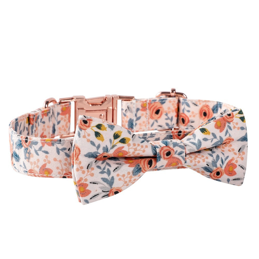 Orange Floral Bowtie Collar