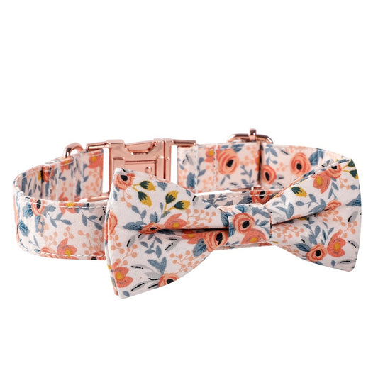 Orange Floral Bowtie Collar